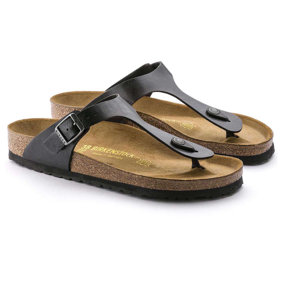 Black Birkenstock Gizeh Birko-Flor Women's One Strap Sandals | Rg8TsVEy6dy