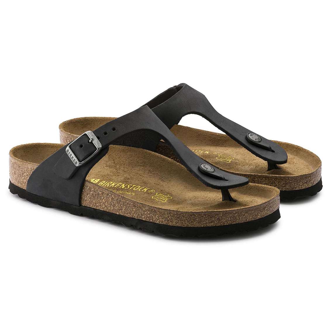 Black Birkenstock Gizeh Oiled Leather Men's Thong | 2bwO78yq4lJ