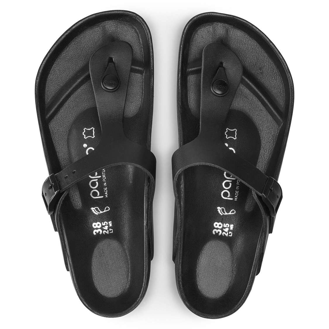 Black Birkenstock Gizeh Platform Leather Women's Thong | ypEfPSHh5zK