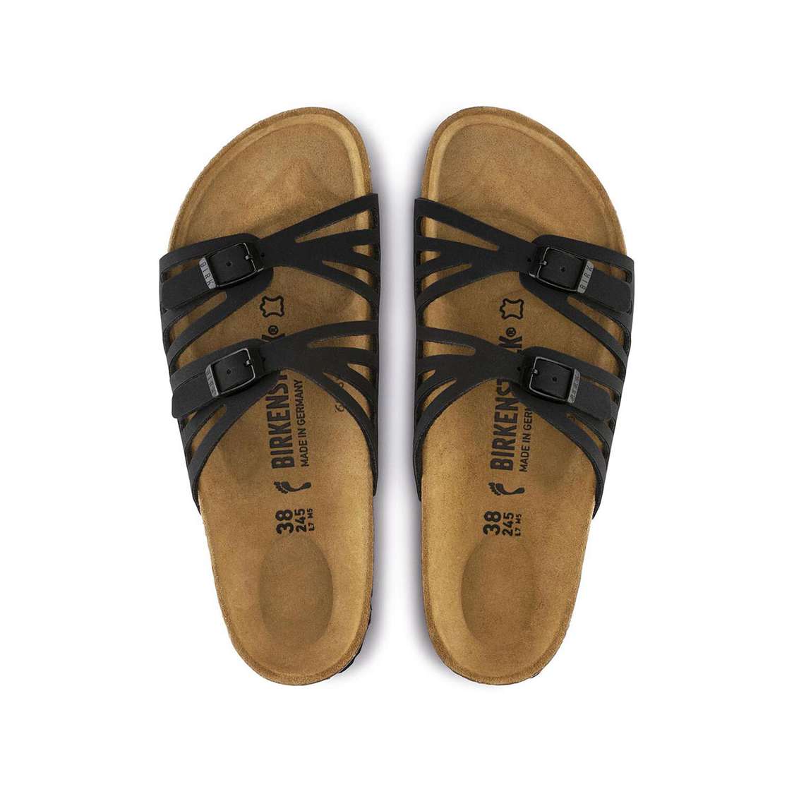 Black Birkenstock Granada Birkibuc Women's Multi Strap Sandals | ByJpw167oUR