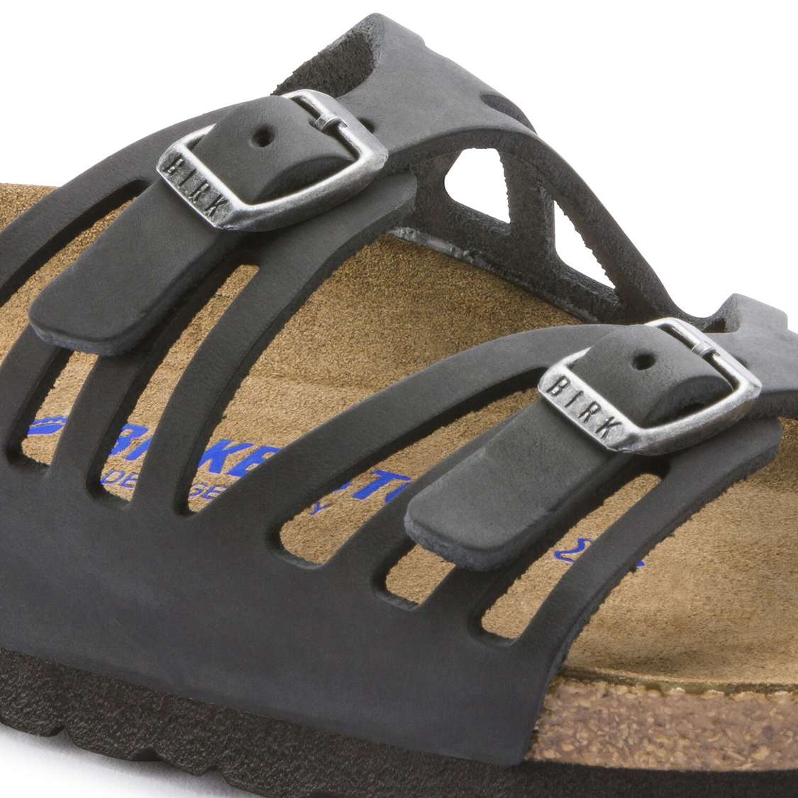 Black Birkenstock Granada Soft Footbed Oiled Leather Women's Multi Strap Sandals | GzIWFnxss3h