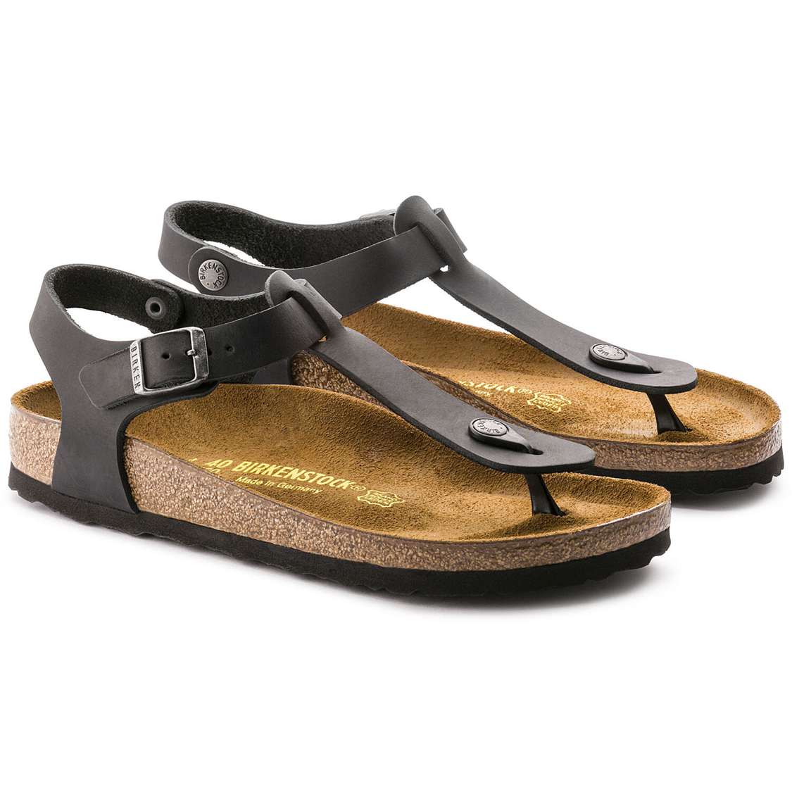 Black Birkenstock Kairo Oiled Leather Men's Two Strap Sandals | GTPfG93JOjW