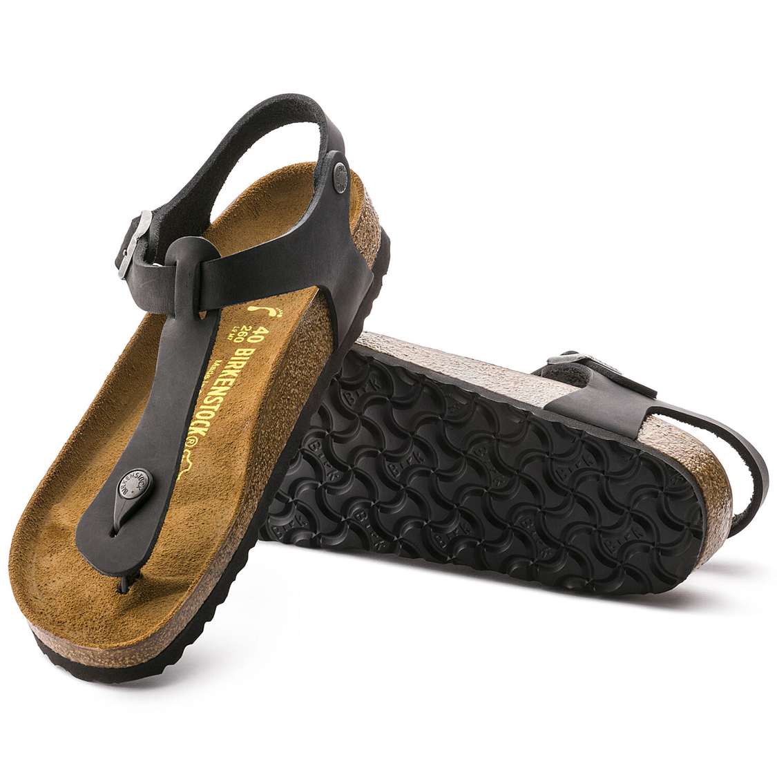 Black Birkenstock Kairo Oiled Leather Men's Back Strap Sandals | dN8GisVmZED