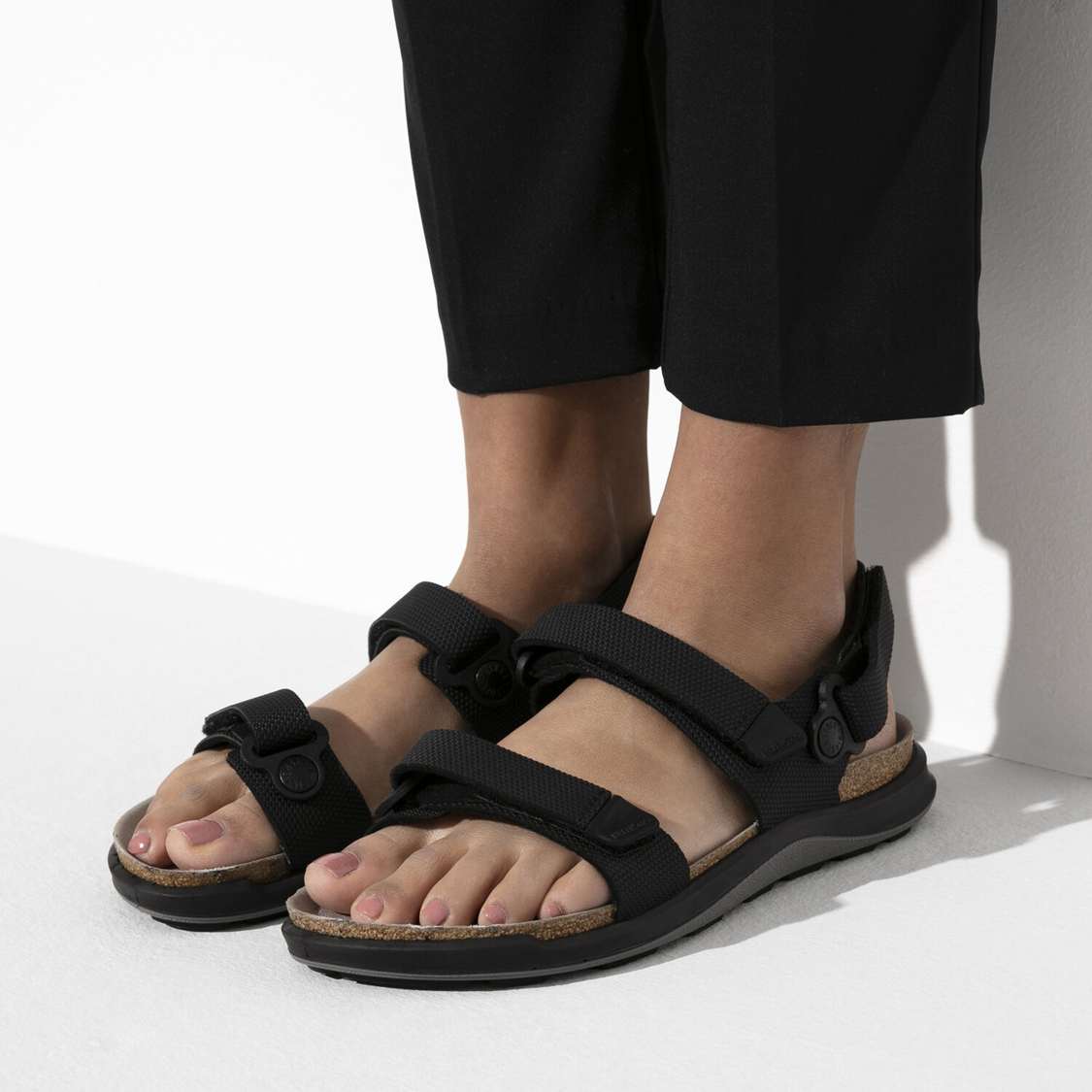 Black Birkenstock Kalahari Birko-Flor Women's Back Strap Sandals | tRHaVER8b48