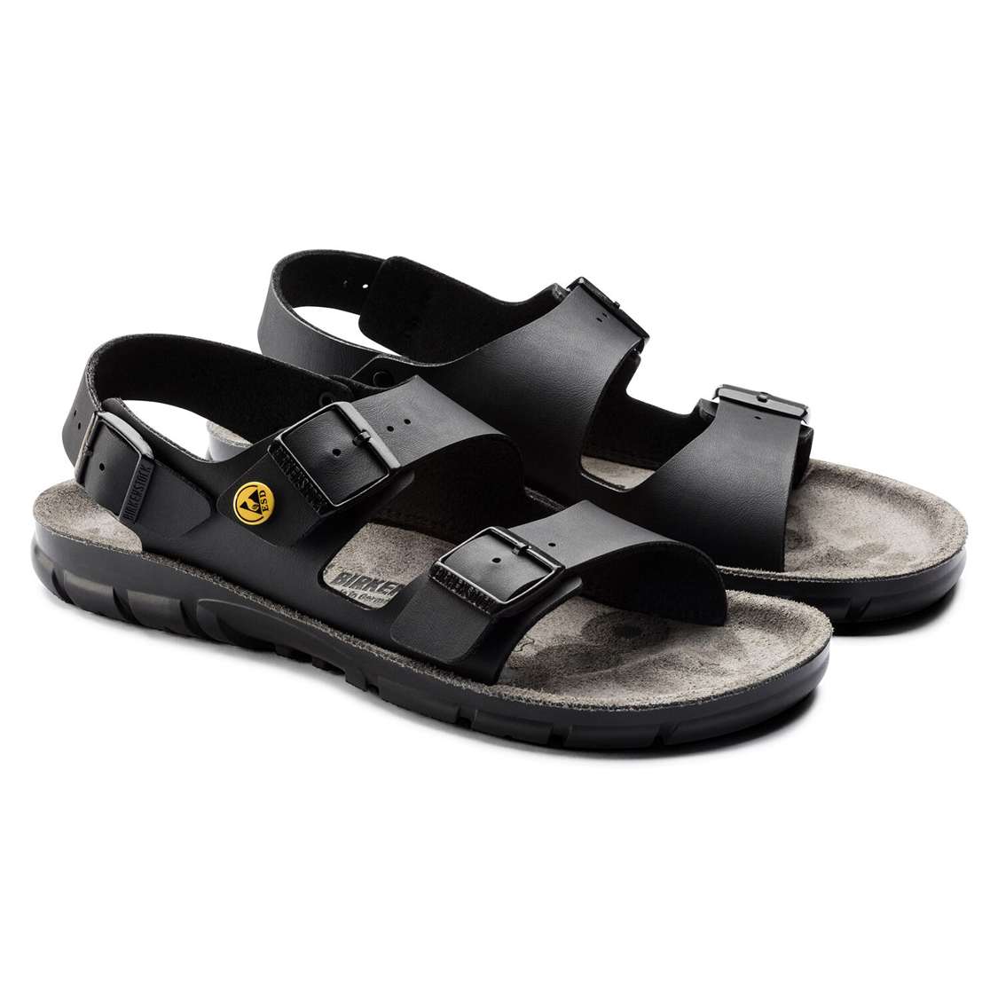 Black Birkenstock Kano ESD Birko-Flor Men's Back Strap Sandals | YKr8EgPIrTB