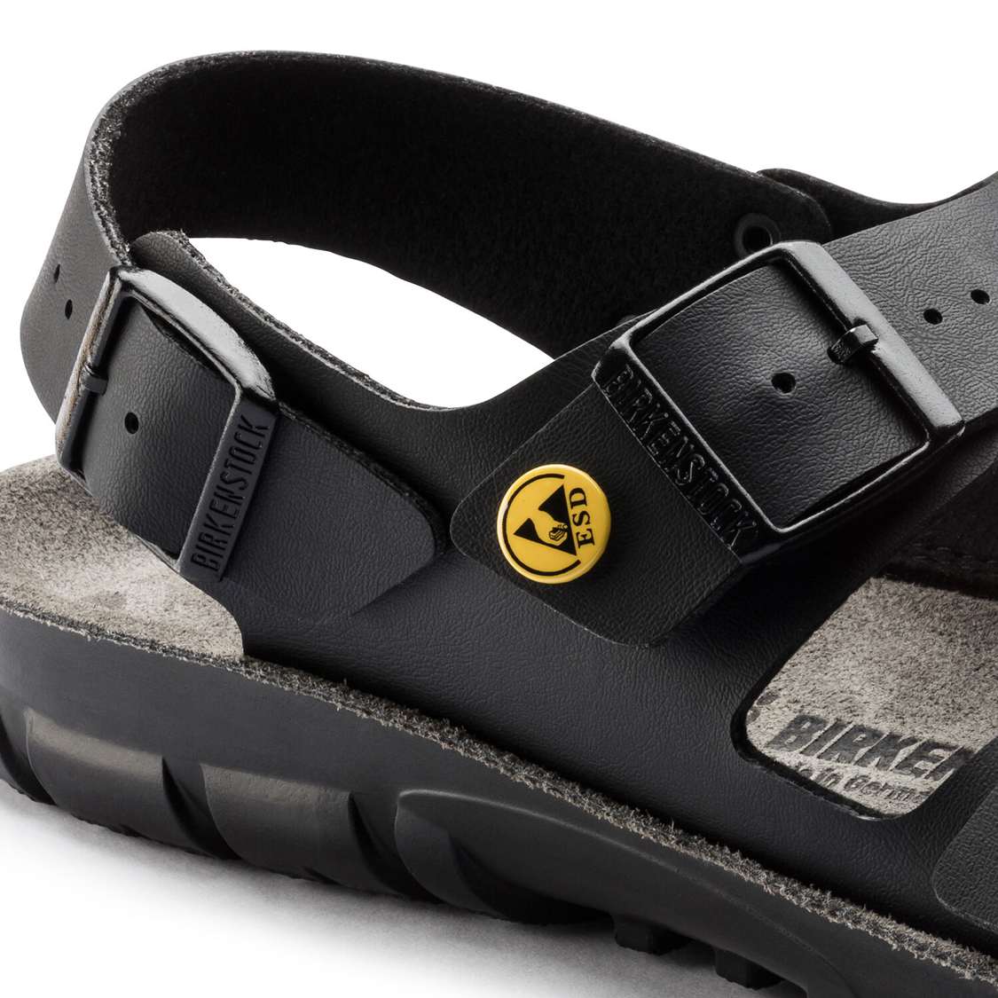 Black Birkenstock Kano ESD Birko-Flor Men's Back Strap Sandals | YKr8EgPIrTB