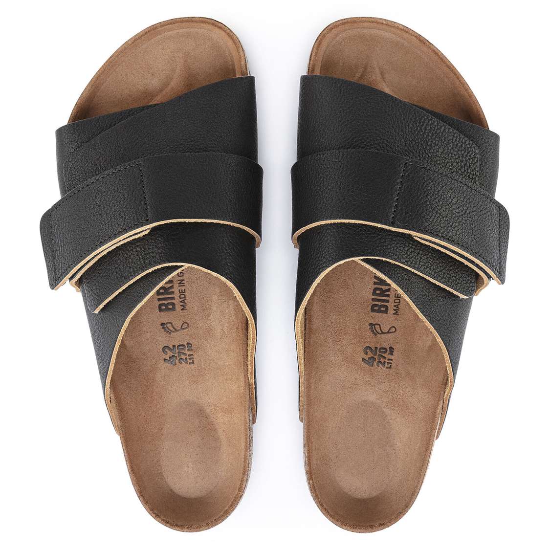 Black Birkenstock Kyoto Leather Men's One Strap Sandals | eQHvkoaoO6r