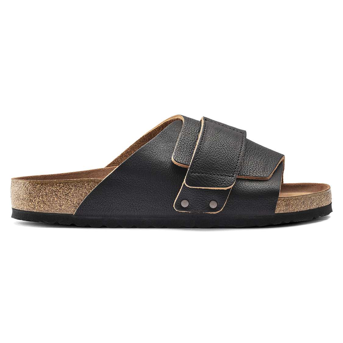 Black Birkenstock Kyoto Leather Men's One Strap Sandals | eQHvkoaoO6r