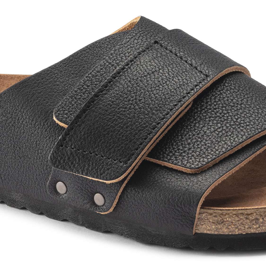 Black Birkenstock Kyoto Leather Men's One Strap Sandals | eQHvkoaoO6r