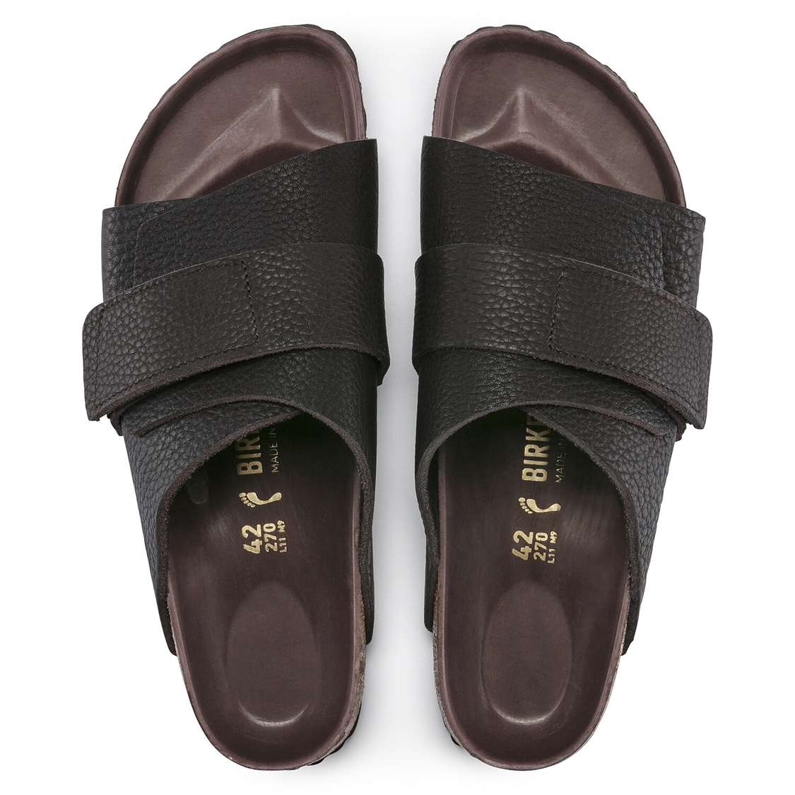 Black Birkenstock Kyoto Nubuck Leather Men's One Strap Sandals | WCxxMIBHWQs