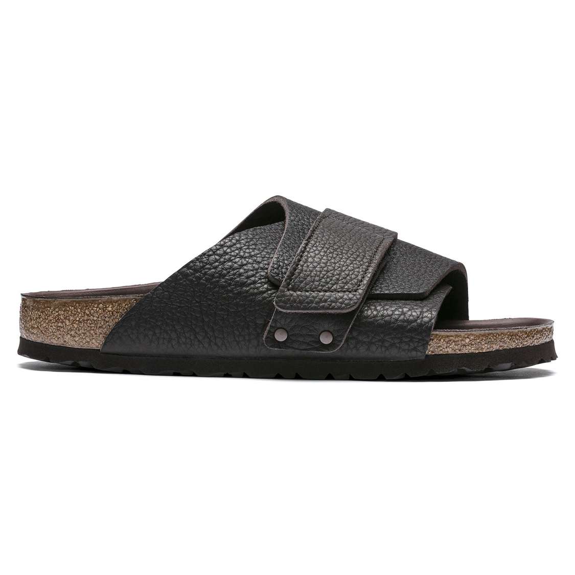 Black Birkenstock Kyoto Nubuck Leather Men's One Strap Sandals | WCxxMIBHWQs