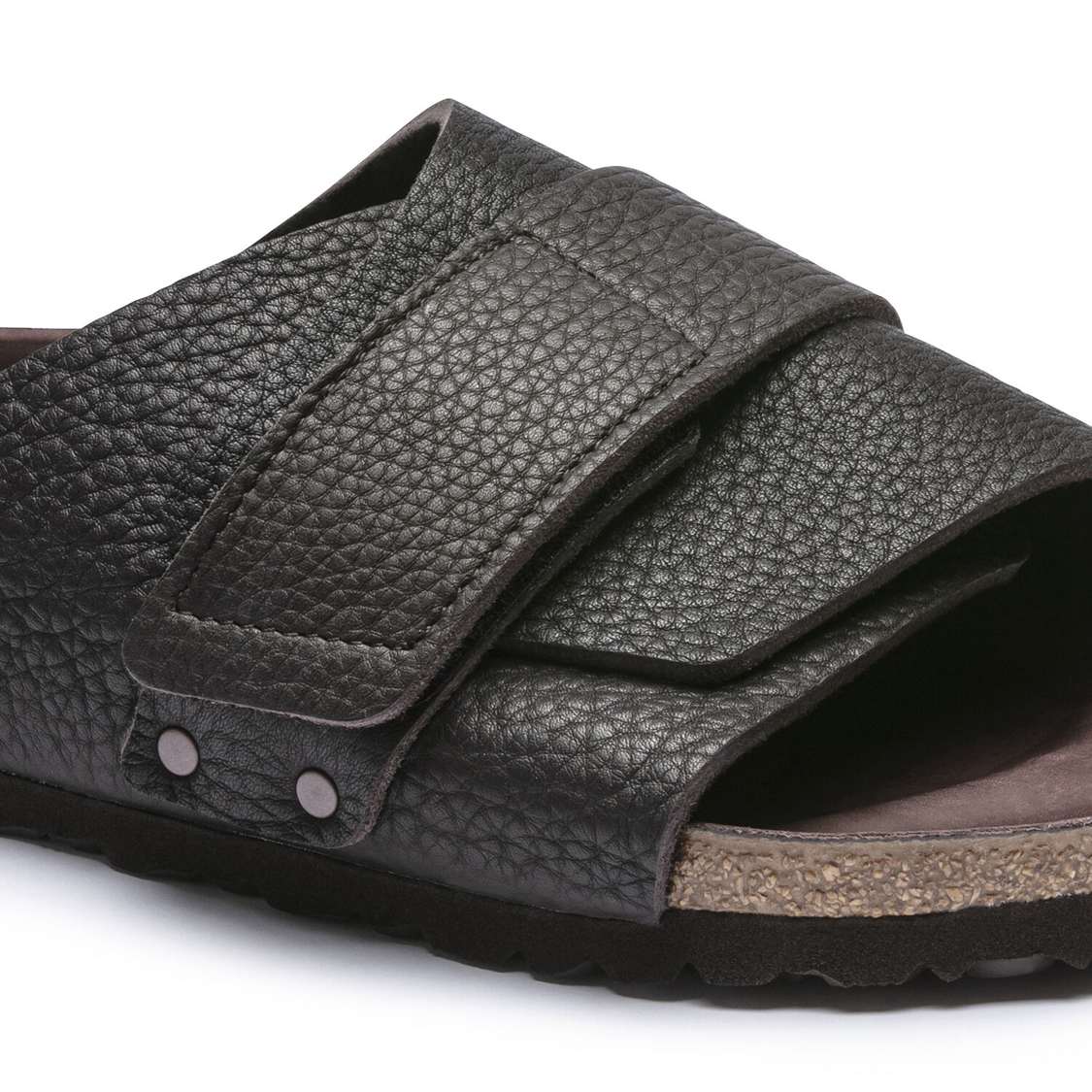 Black Birkenstock Kyoto Nubuck Leather Men's One Strap Sandals | WCxxMIBHWQs