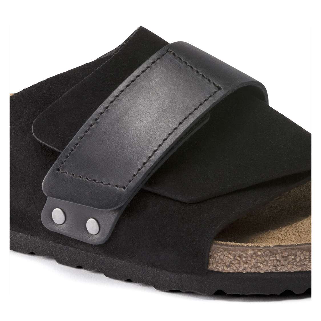 Black Birkenstock Kyoto Oiled Leather/Suede Leather Women's One Strap Sandals | yKX9GAJVqYa