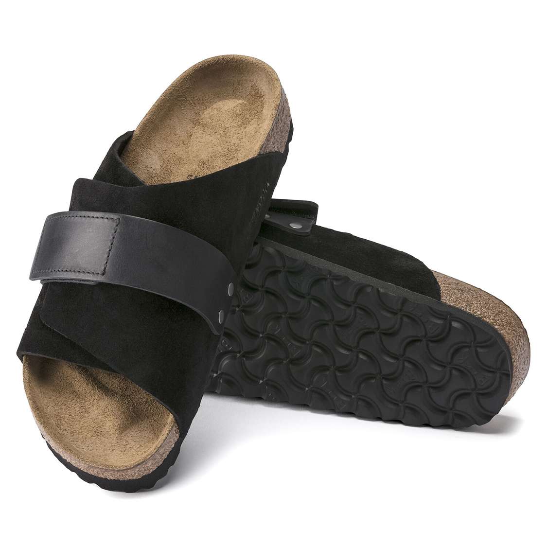 Black Birkenstock Kyoto Oiled Leather/Suede Leather Women's One Strap Sandals | yKX9GAJVqYa