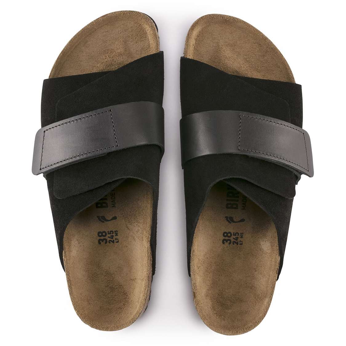 Black Birkenstock Kyoto Oiled Leather/Suede Leather Women's One Strap Sandals | yKX9GAJVqYa