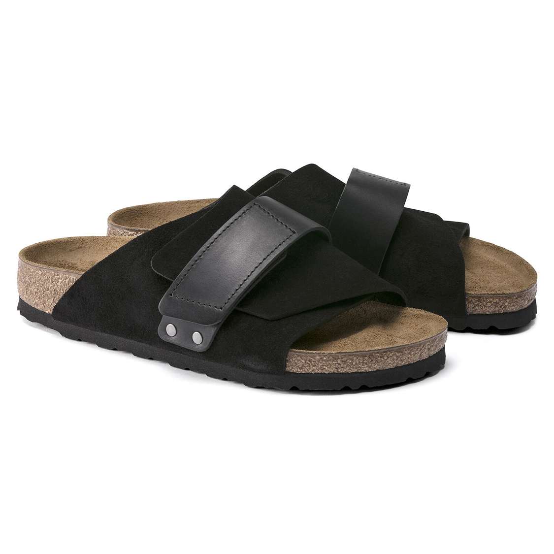 Black Birkenstock Kyoto Oiled Leather/Suede Leather Women's One Strap Sandals | yKX9GAJVqYa