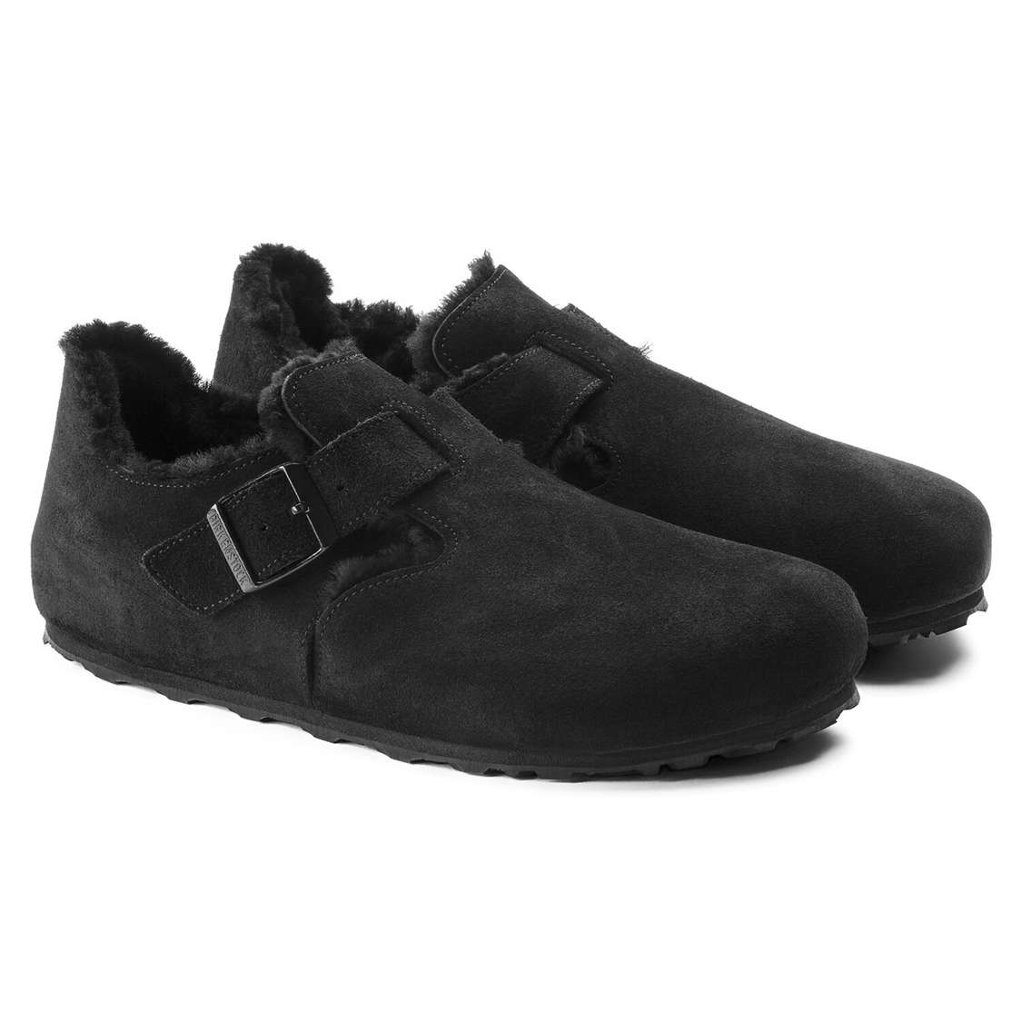 Black Birkenstock London Shearling Suede Leather Women's Low Shoes | iXsa1QCusxJ