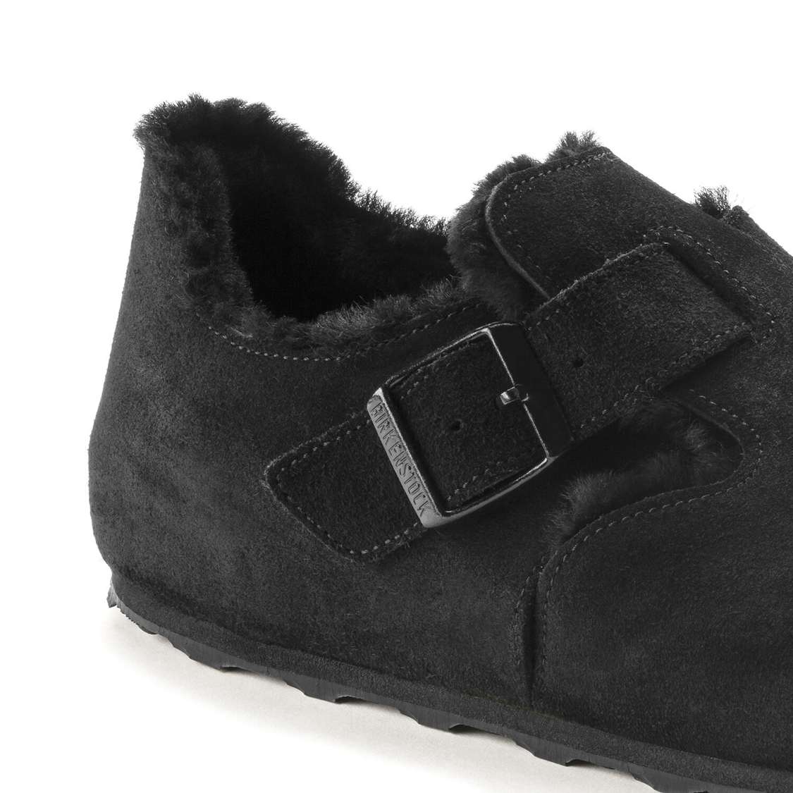 Black Birkenstock London Shearling Suede Leather Women's Low Shoes | iXsa1QCusxJ