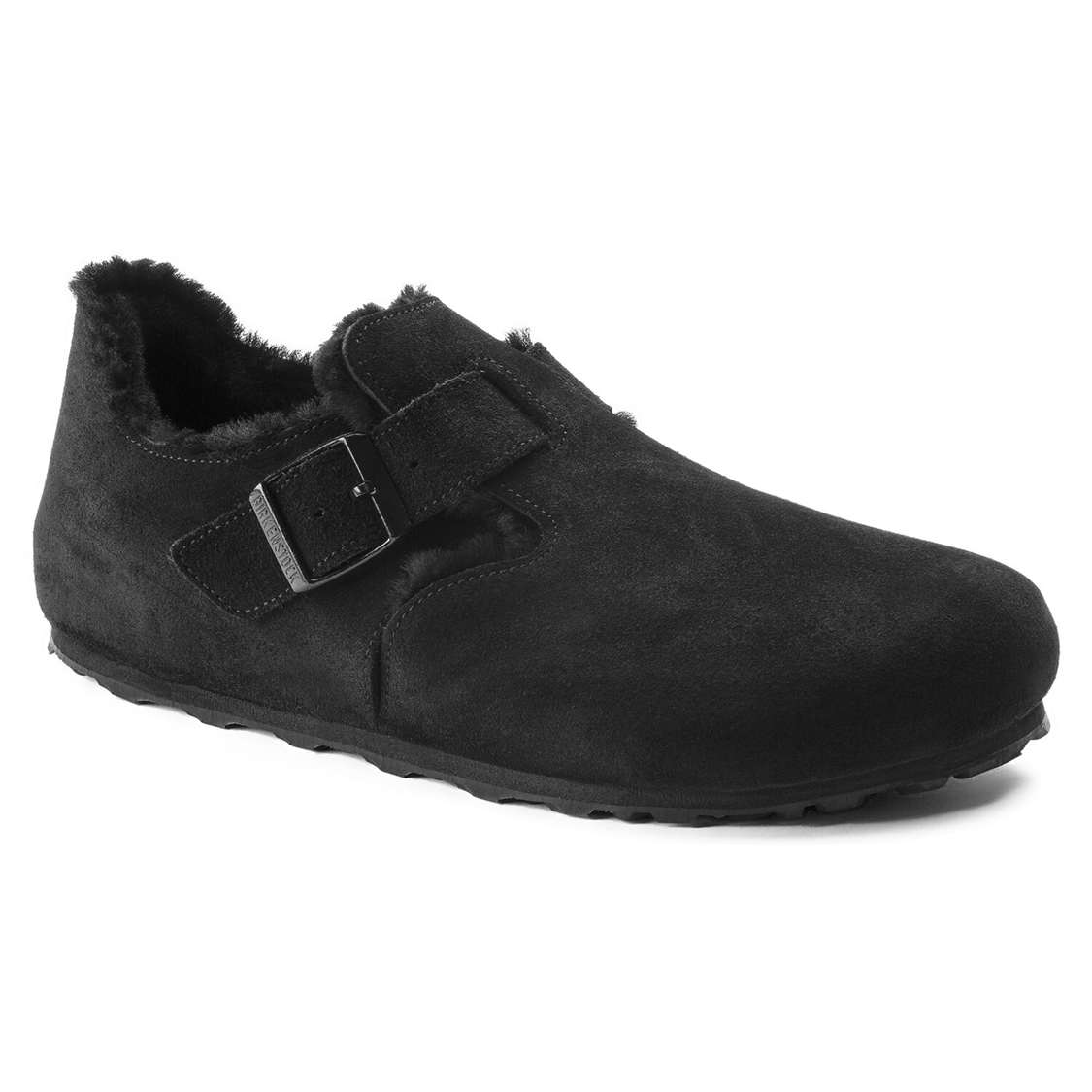 Black Birkenstock London Shearling Suede Leather Men\'s Low Shoes | qQEuhIrdPdj