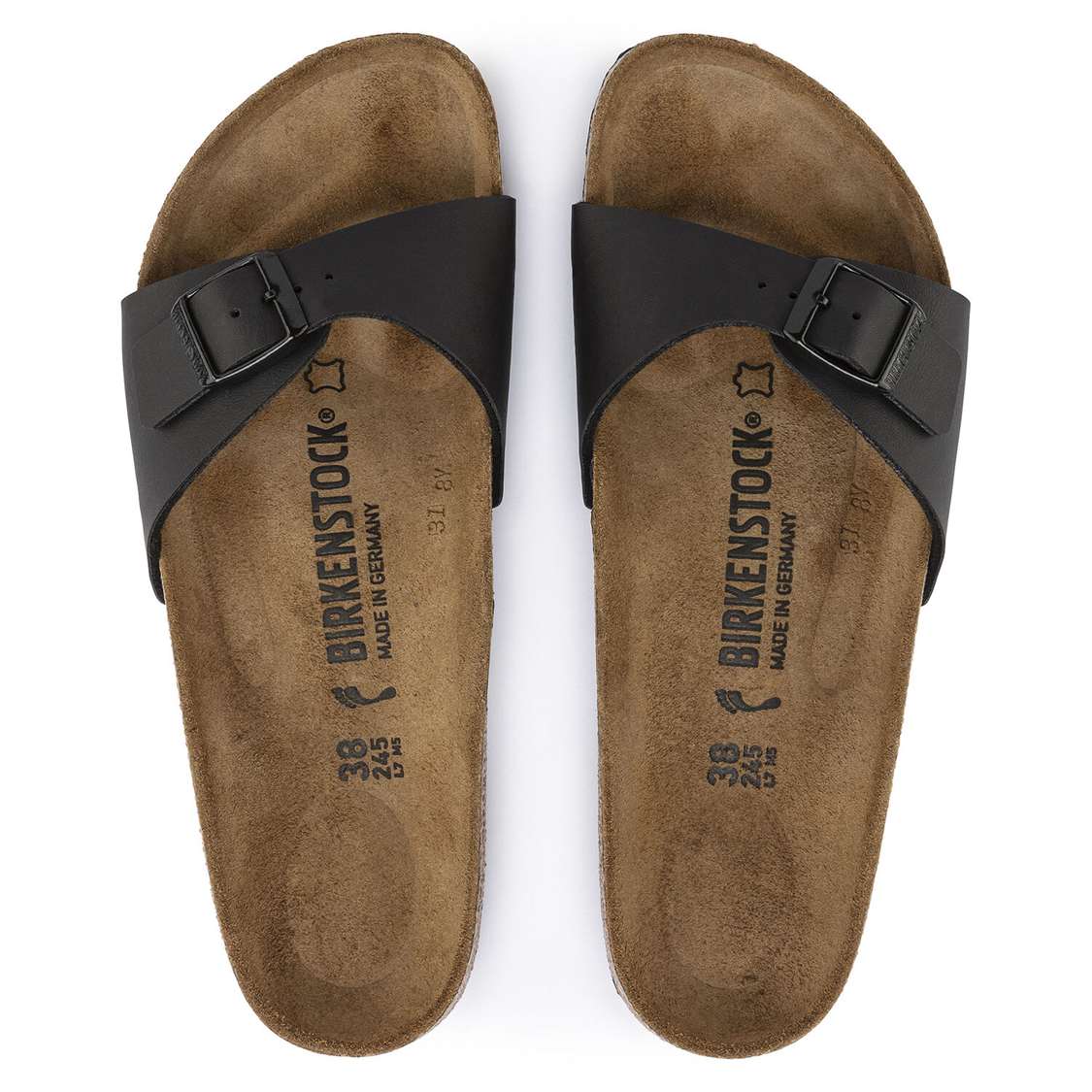 Black Birkenstock Madrid Birko-Flor Men's One Strap Sandals | APxFHYmcnYi