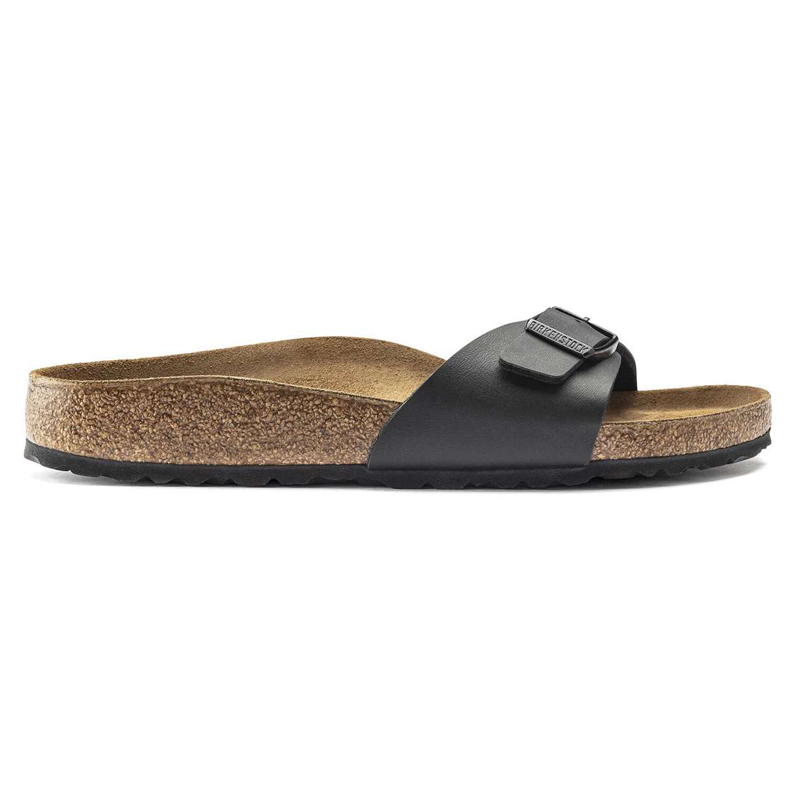 Black Birkenstock Madrid Birko-Flor Men's One Strap Sandals | APxFHYmcnYi