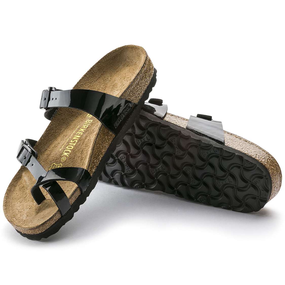 Black Birkenstock Mayari Birko-Flor Patent Women's Thong | FVxe2fbG8AW