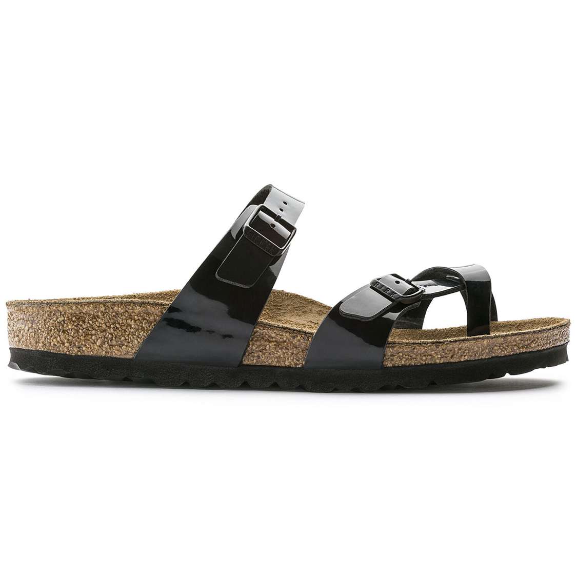 Black Birkenstock Mayari Birko-Flor Patent Women's Thong | FVxe2fbG8AW