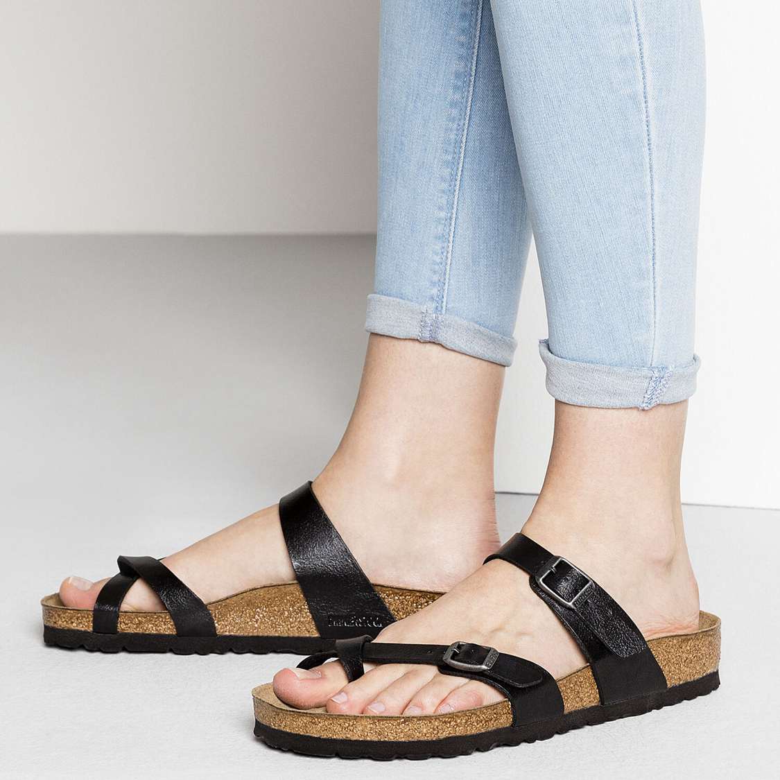 Black Birkenstock Mayari Birko-Flor Women's Two Strap Sandals | Pgw7cAp2iHN