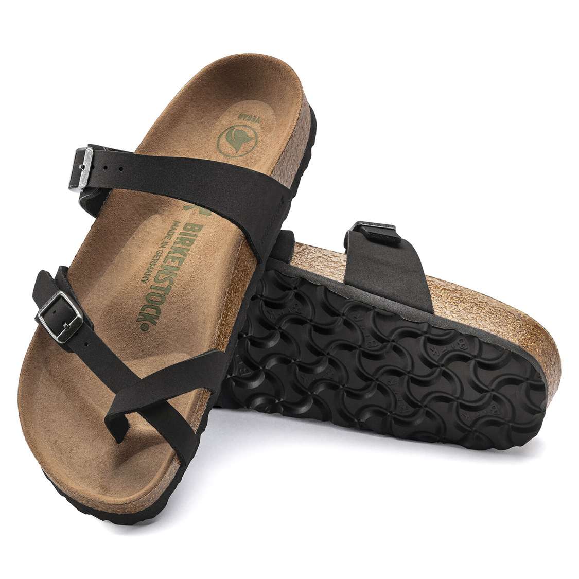 Black Birkenstock Mayari Vegan Birkibuc Women's Multi Strap Sandals | 1A4IeuSUDyW