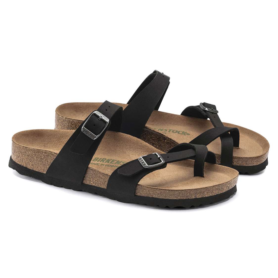 Black Birkenstock Mayari Vegan Birkibuc Women's Multi Strap Sandals | 1A4IeuSUDyW