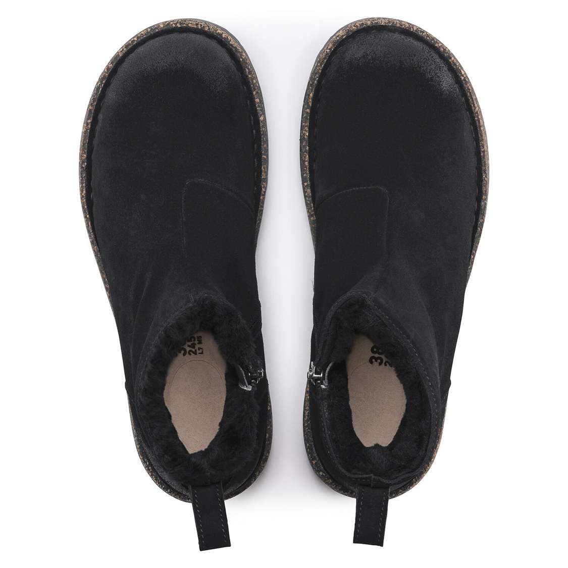 Black Birkenstock Melrose Shearling Suede Leather Women's Boots | qcZ4NZTd3IL