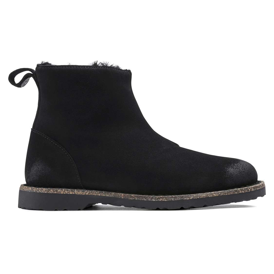 Black Birkenstock Melrose Shearling Suede Leather Women's Boots | qcZ4NZTd3IL