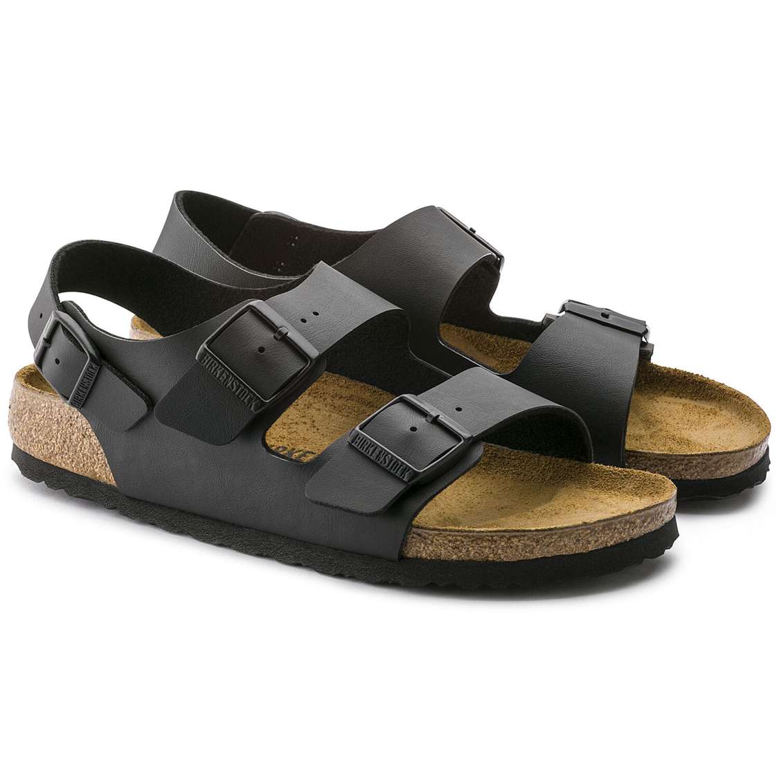 Black Birkenstock Milano Birko-Flor Men's Back Strap Sandals | 2mC4aWkEcFt