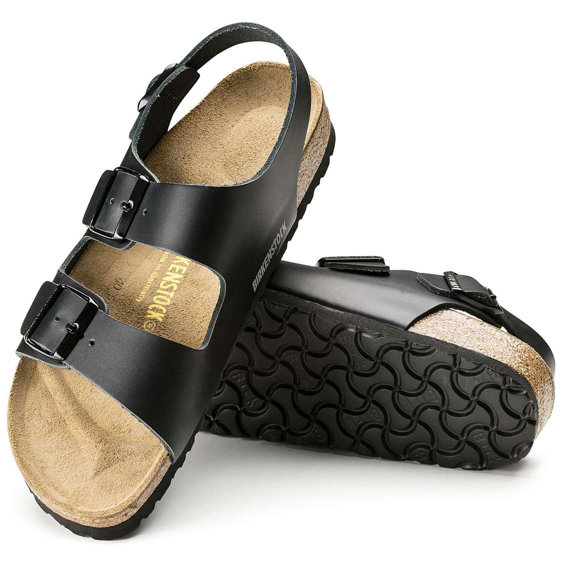 Black Birkenstock Milano Leather Men's Back Strap Sandals | eTae3ijZD3G