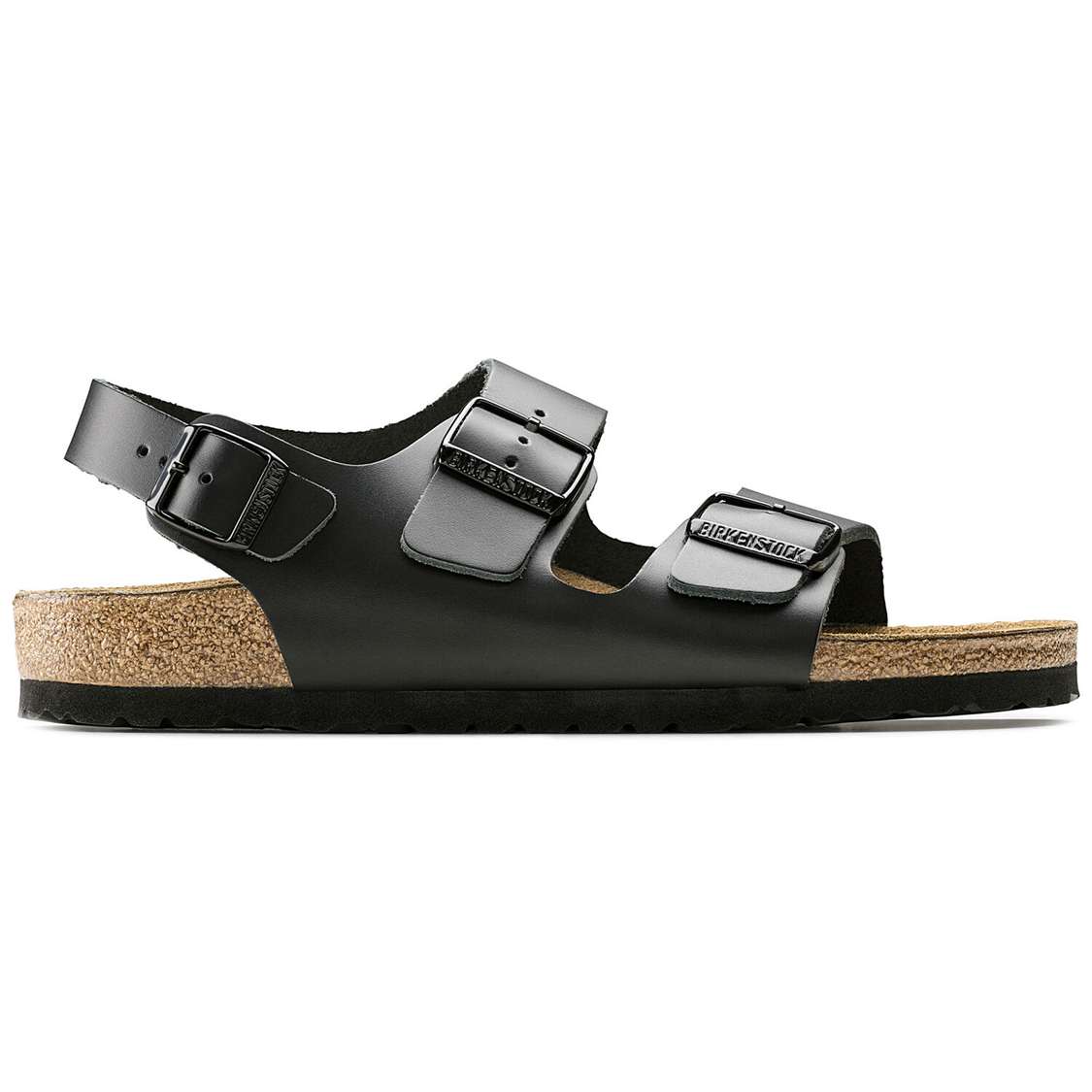 Black Birkenstock Milano Leather Men's Back Strap Sandals | eTae3ijZD3G