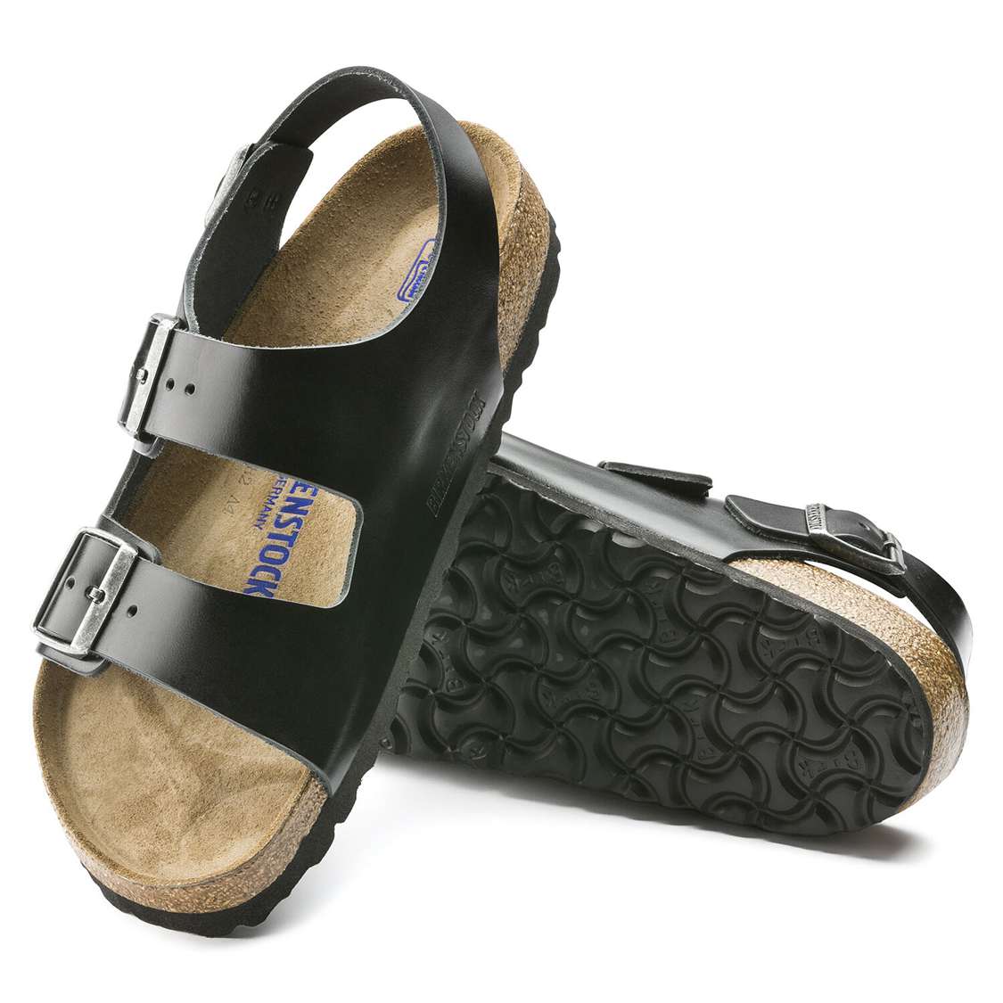 Black Birkenstock Milano Soft Footbed Smooth Leather Women's Back Strap Sandals | 74ibMWj2c78