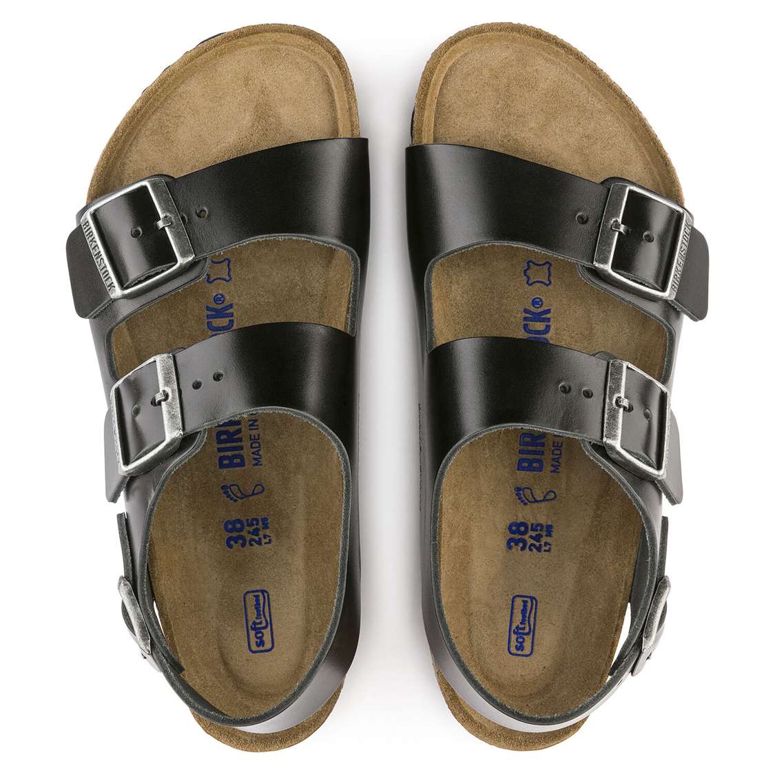 Black Birkenstock Milano Soft Footbed Smooth Leather Women's Back Strap Sandals | 74ibMWj2c78