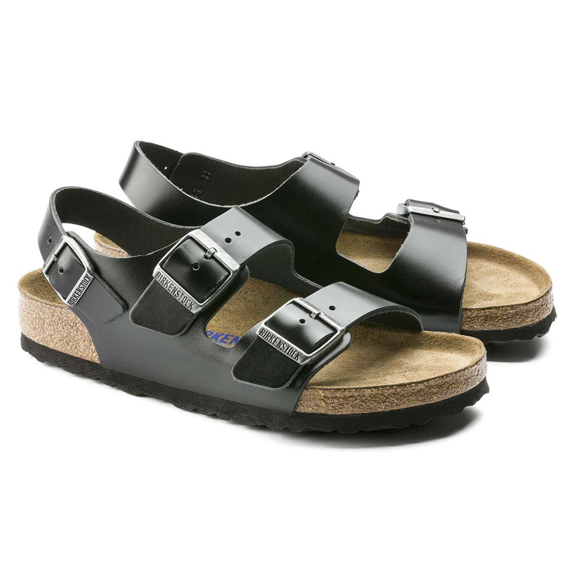 Black Birkenstock Milano Soft Footbed Smooth Leather Women's Back Strap Sandals | 74ibMWj2c78