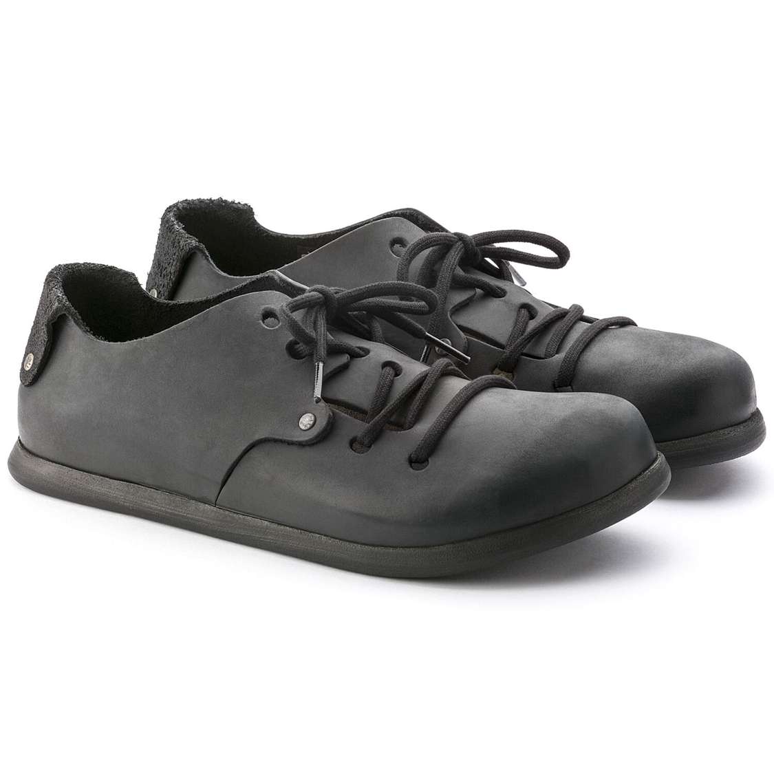 Black Birkenstock Montana Oiled Leather Men's Lace Up Shoes | BIlrGrvp8FN