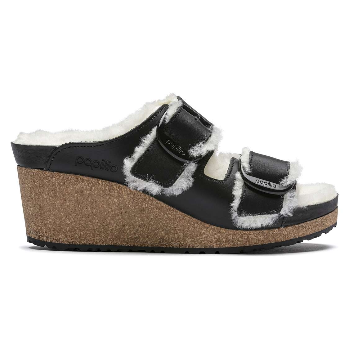 Black Birkenstock Nora Big Buckle Leather Women's Wedges Sandals | 2wLKNujNDKg