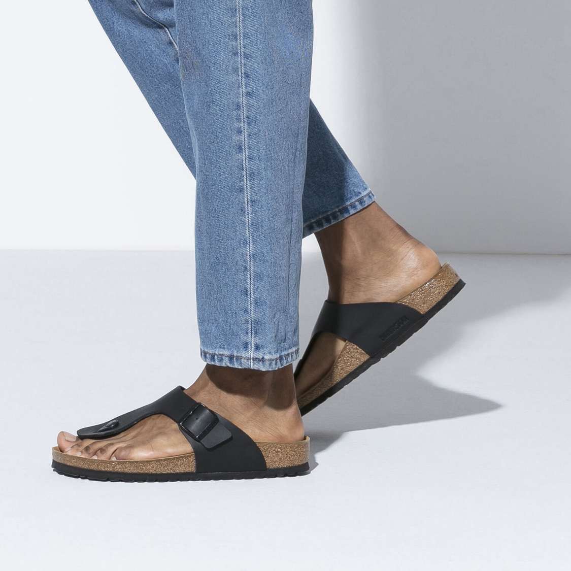 Black Birkenstock Ramses Birko-Flor Men's Thong | 7YQhsJl3oqm