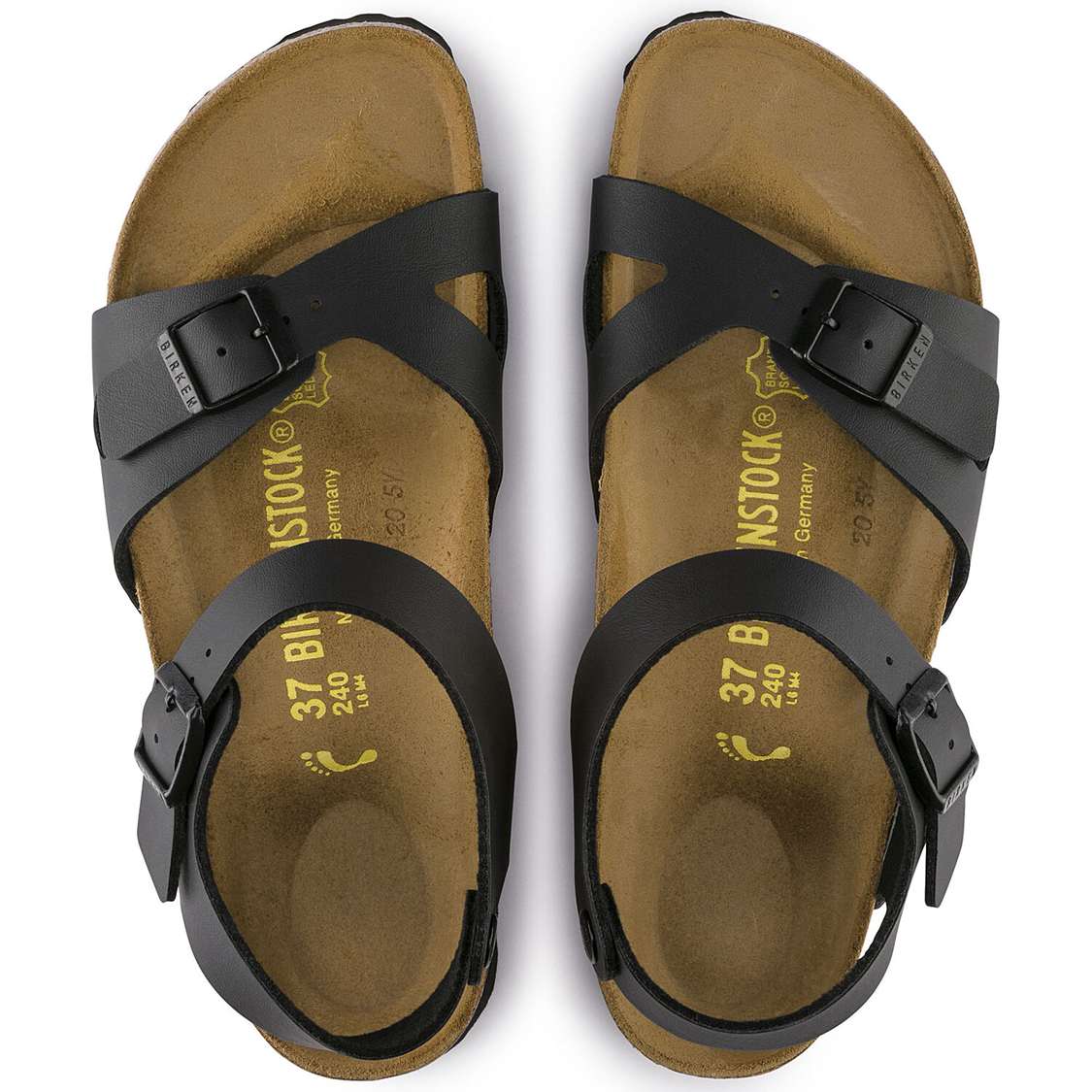 Black Birkenstock Rio Birko-Flor Women's Two Strap Sandals | EduHYTuPaiw