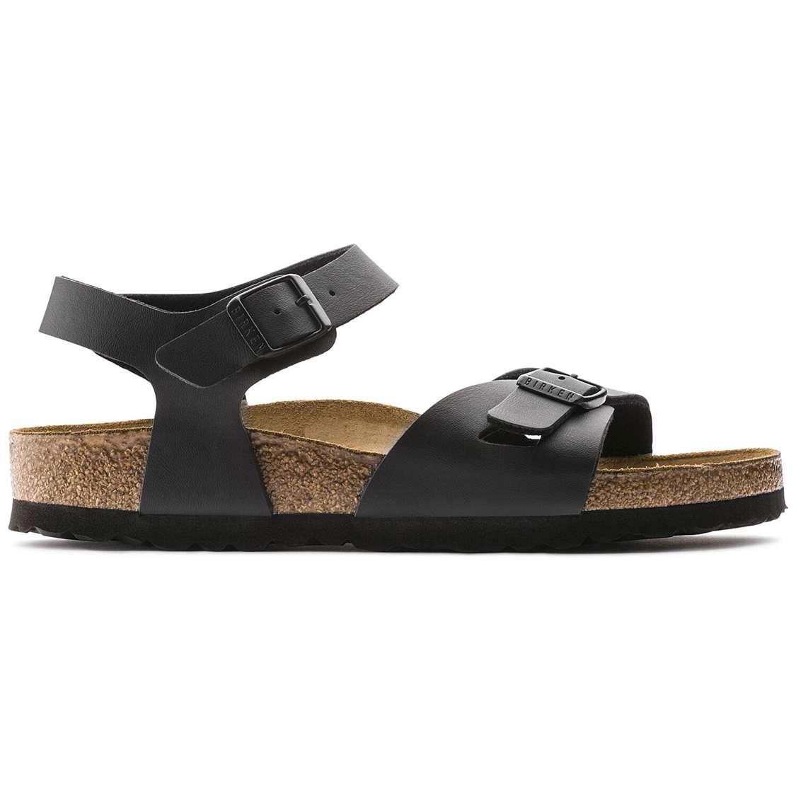 Black Birkenstock Rio Birko-Flor Women's Two Strap Sandals | EduHYTuPaiw