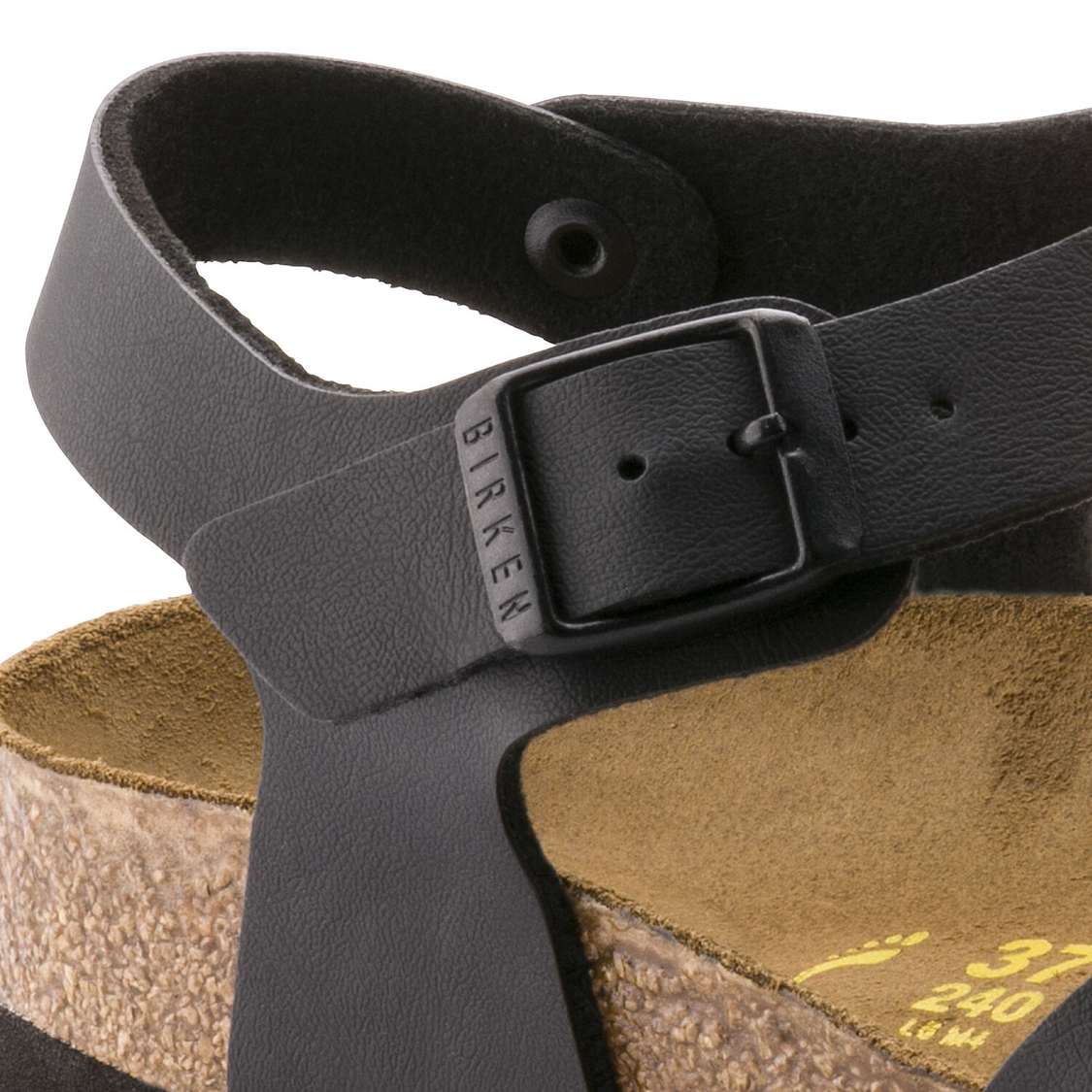 Black Birkenstock Rio Birko-Flor Women's Two Strap Sandals | EduHYTuPaiw