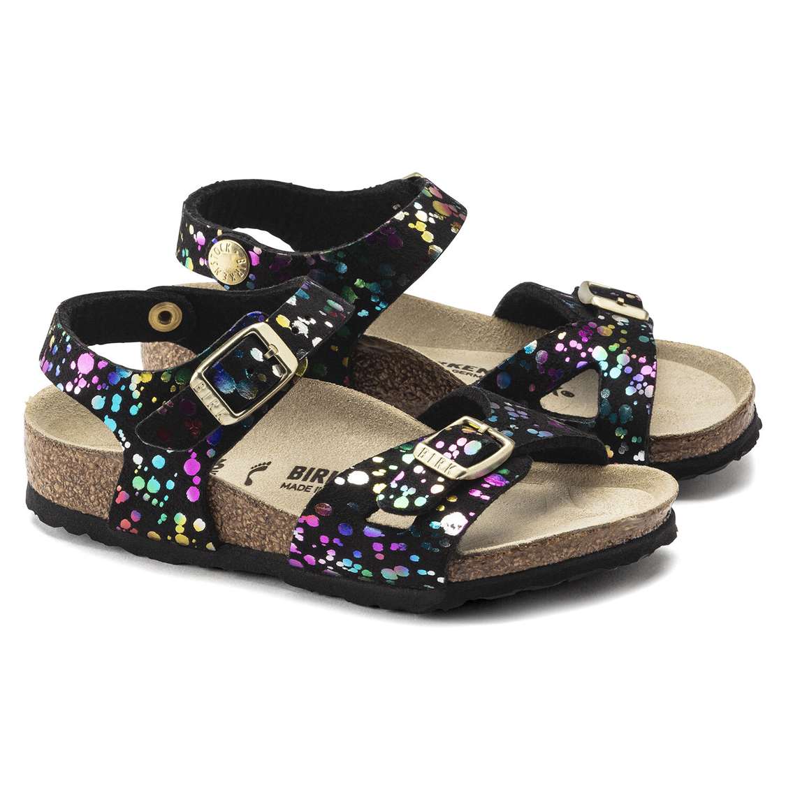 Black Birkenstock Rio Microfiber Kids' Girls Sandals | sMuRa64sOV1