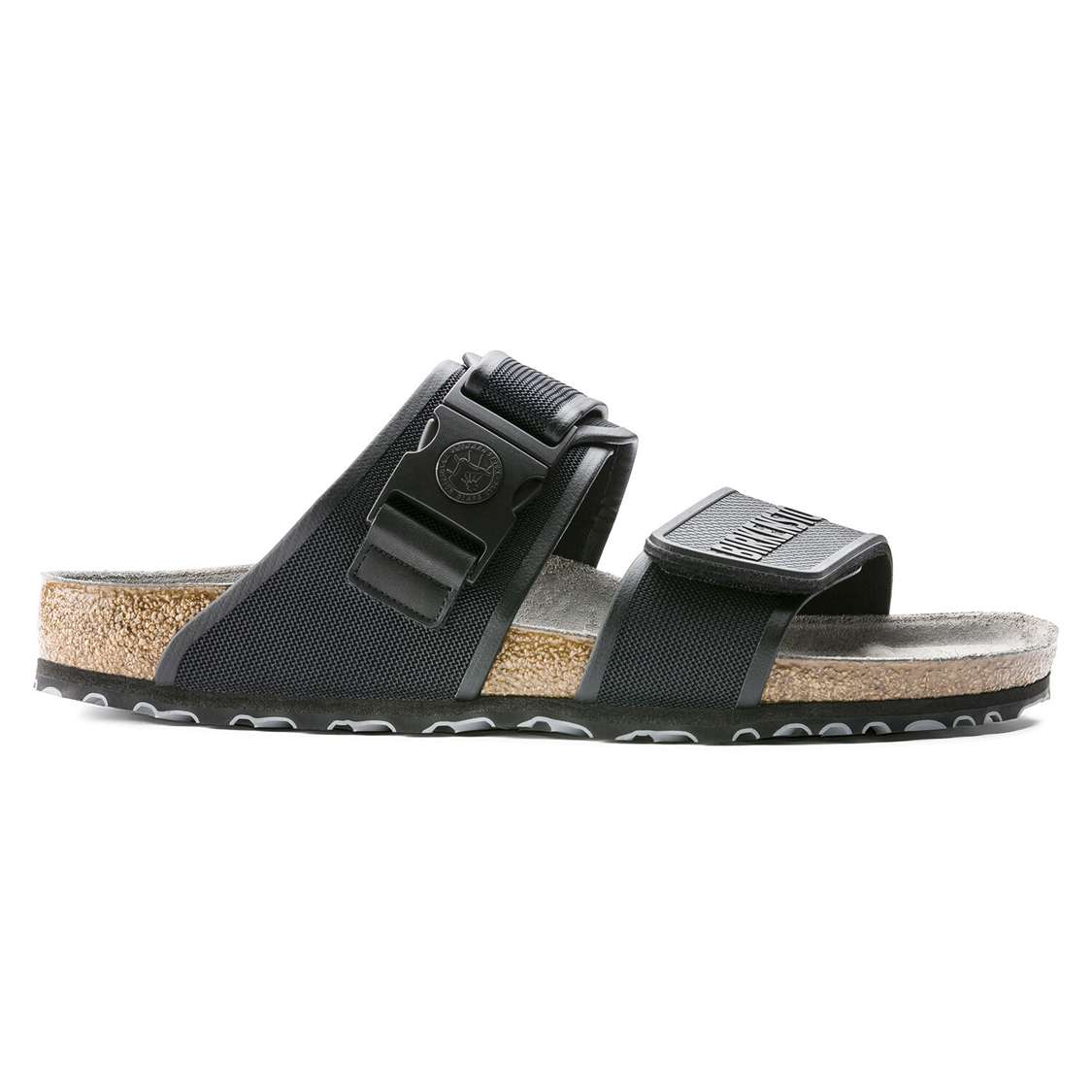 Black Birkenstock Rotterdam Microfiber Men's Two Strap Sandals | PiXybgzEfOq