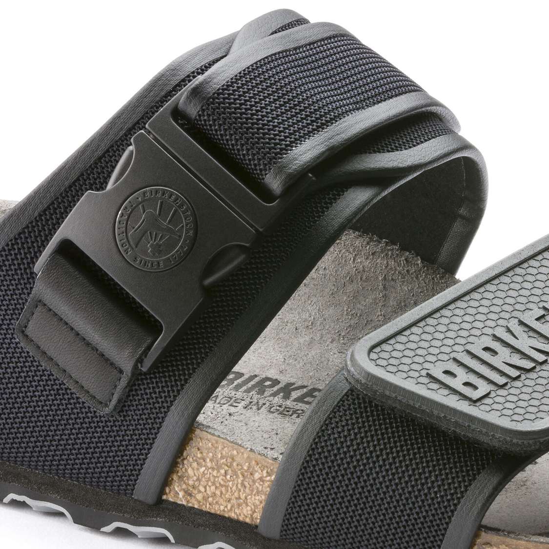 Black Birkenstock Rotterdam Microfiber Men's Two Strap Sandals | PiXybgzEfOq