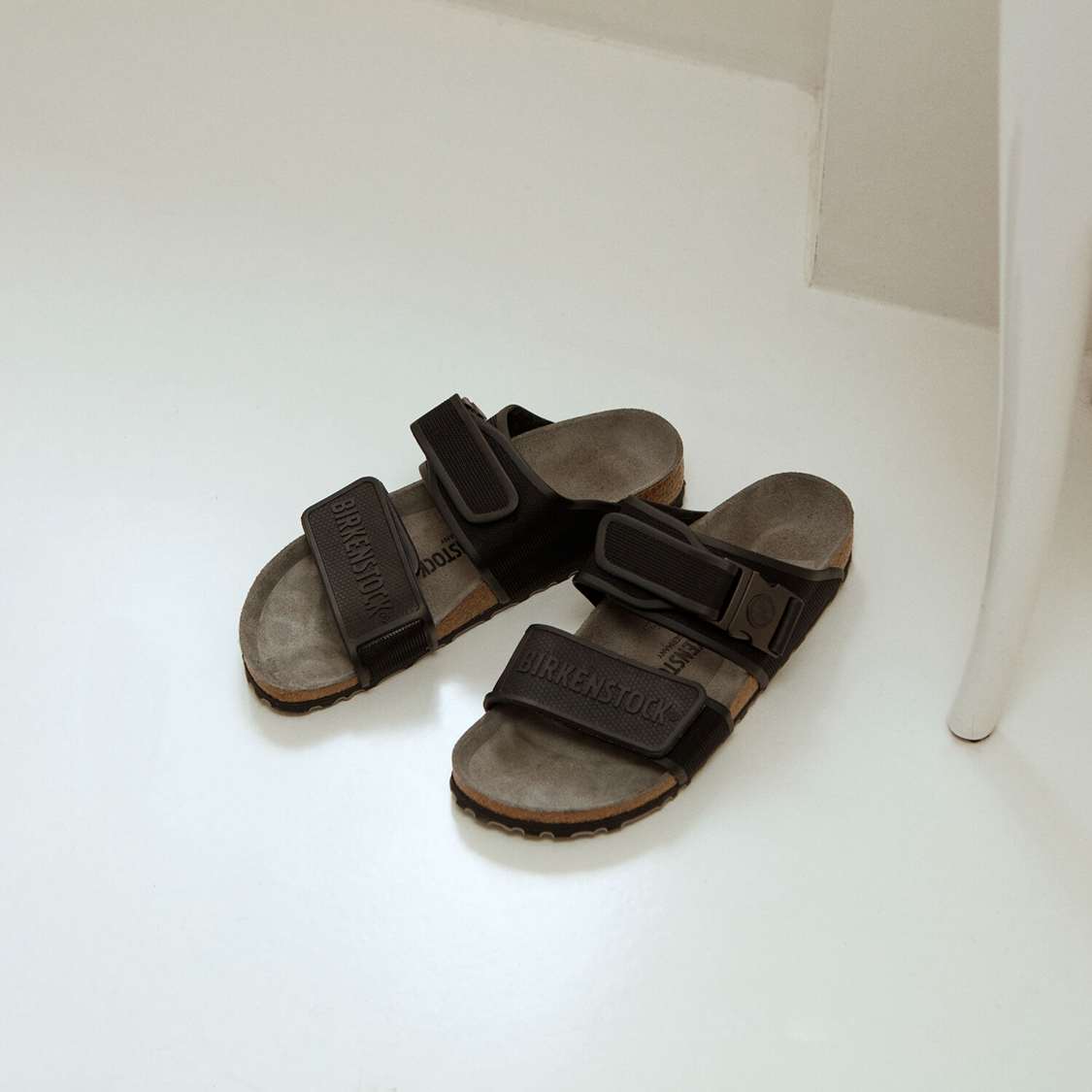 Black Birkenstock Rotterdam Microfiber Men's Two Strap Sandals | PiXybgzEfOq