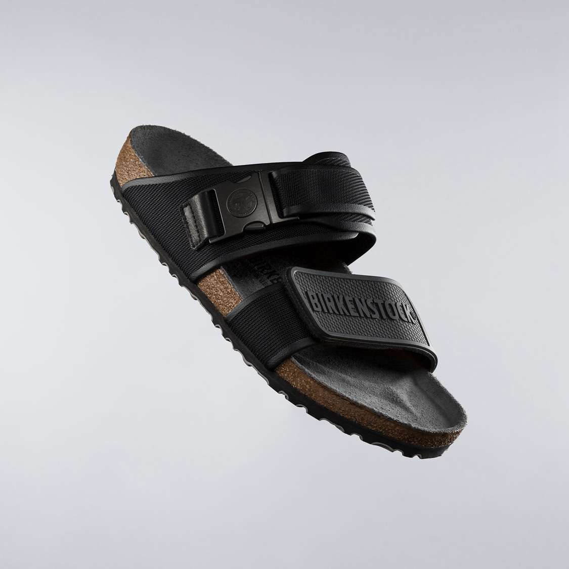 Black Birkenstock Rotterdam Microfiber Men's Two Strap Sandals | PiXybgzEfOq