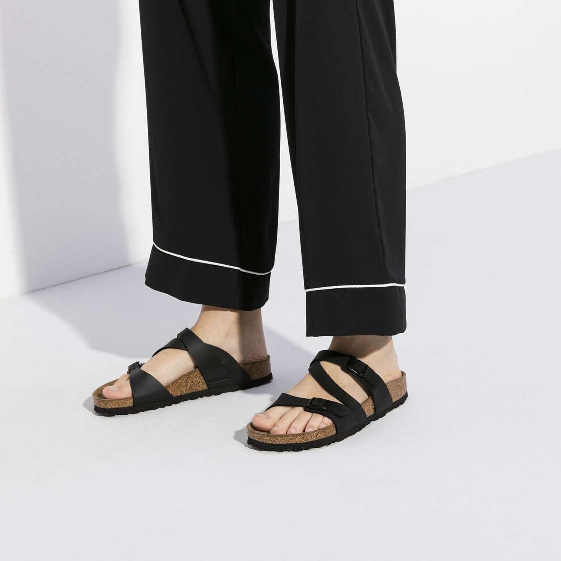 Black Birkenstock Salina Birko-Flor Women's Two Strap Sandals | IOUZGlWm1HR